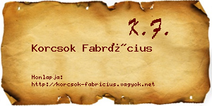 Korcsok Fabrícius névjegykártya
